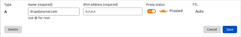 CloudFlare DNS Configuration