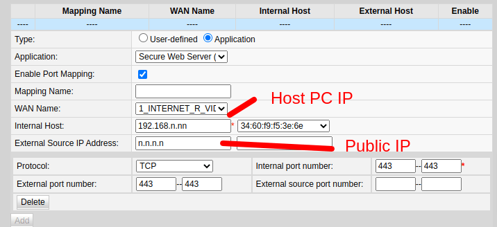 Configuration for port 443